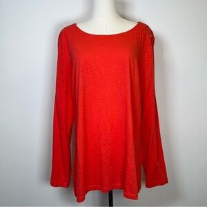 Banana Republic 100% Cotton Coral Color Slub T-Shirt Gold Button Detail Size XL